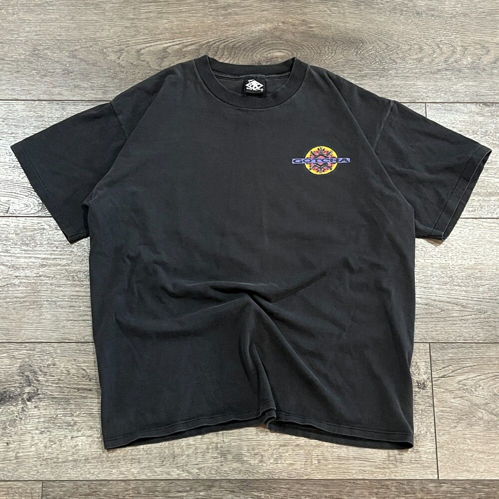 Vintage 90s Gotcha Surf Floral Logo Graphic TShirt Black Made in USA Fader Large
